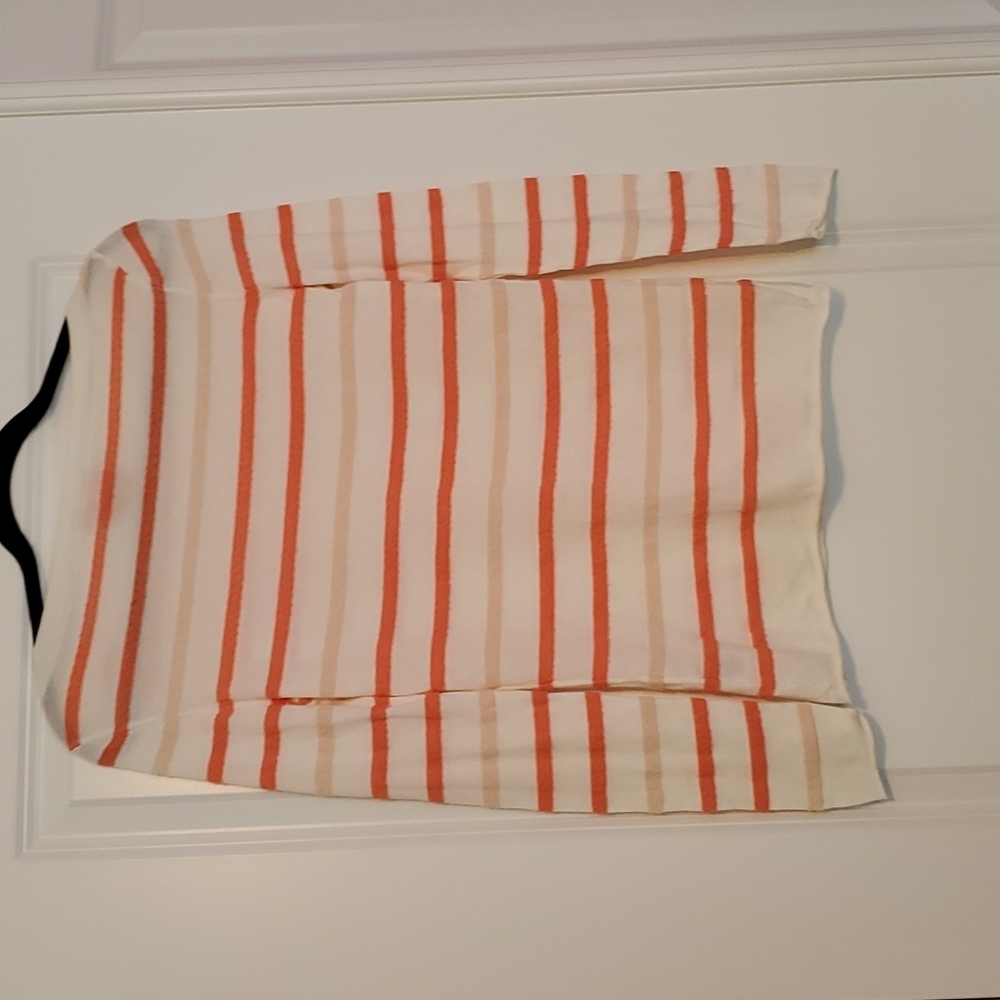 Tory Burch Sweater Long Sleeve Striped Knit Top Small Orange Cotton Nylon Blend - Picture 5 of 5